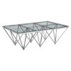 Alluras Glass Coffee Table With Silver Spike Triangles Base