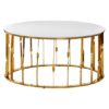 Arezza White Glass Top Coffee Table With Gold Steel Frame