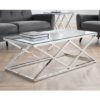 Balesego Clear Glass Top Coffee Table With Chrome Base