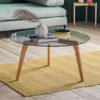 Brix Round Clear Glass Top Coffee Table With Natural Legs