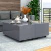 Glyn 100cm High Gloss Storage Coffee Table And Castors In Grey