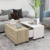 Katashi Wooden Coffee Table With Castors In White Sonoma Oak