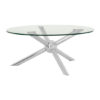 Kurhah Round Clear Glass Coffee Table With Silver Frame