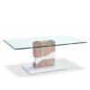 Malak Glass Coffee Table With Natural And White High Gloss Base