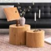 Moosic Wooden Set Of 2 Coffee Tables In Matt Wild Oak