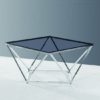 Penge Glass Coffee Table In Smoke With Polished Steel Frame