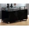 Rasida Glass Top Sideboard In Black High Gloss With 2 Doors