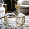 Riesa White Marble Top Coffee Table With Gold Metal Base