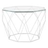 Shalom Octagonal Clear Glass Top Coffee Table With Silver Frame