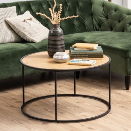 Sparks Round Wooden Coffee Table In Matt Wild Oak