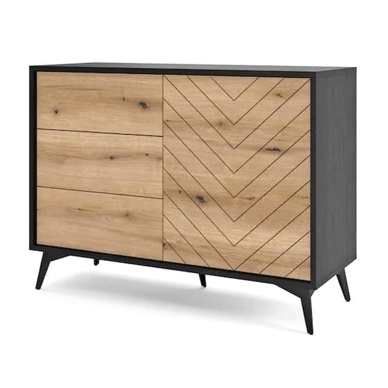 Dale Wooden Sideboard With 1 Door 3 Drawers In Evoke Oak