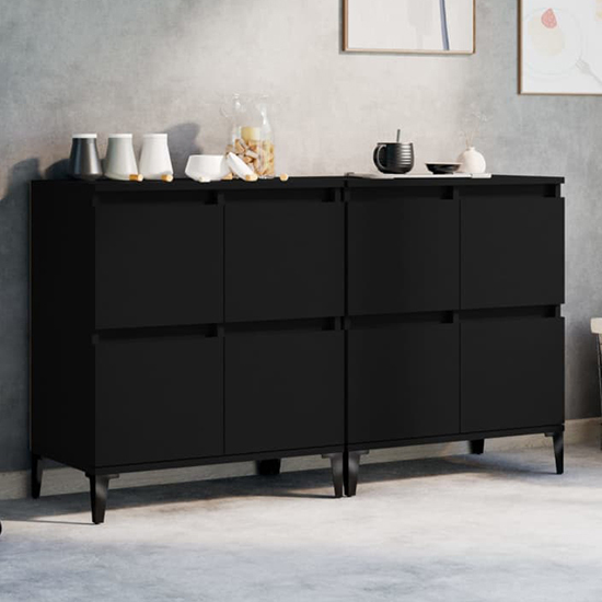 Peyton Wooden Sideboard With 8 Doors In Black