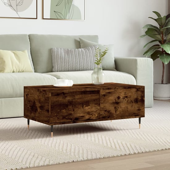 Caen Wooden Coffee Table With 1 Drawer In Smoked Oak