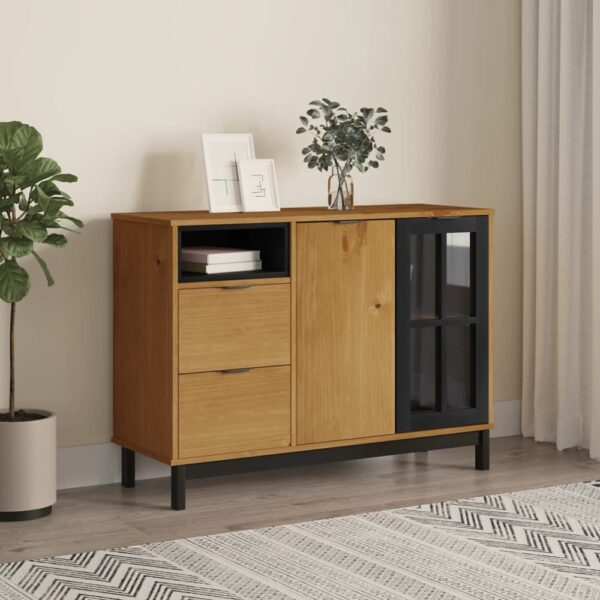 Buxton Wooden Sideboard With 2 Door 2 Drawers In Brown Black