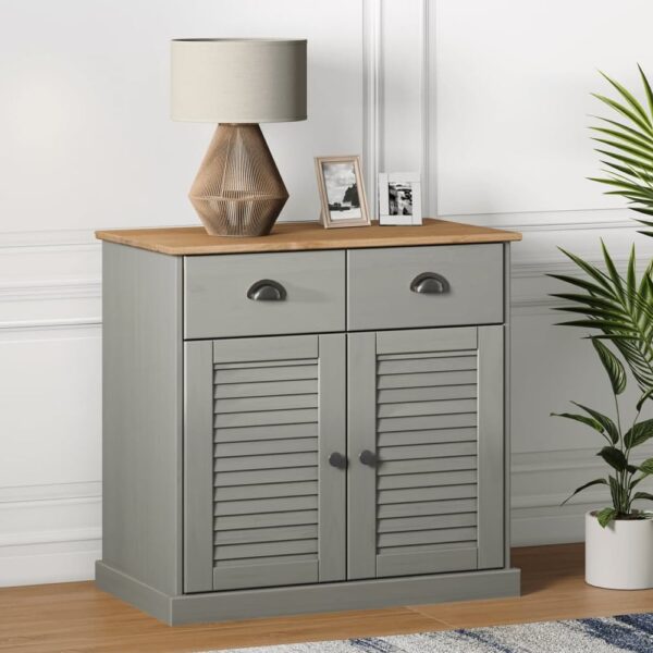 Vidor Wooden Sideboard With 2 Doors 2 Drawers In Grey Brown