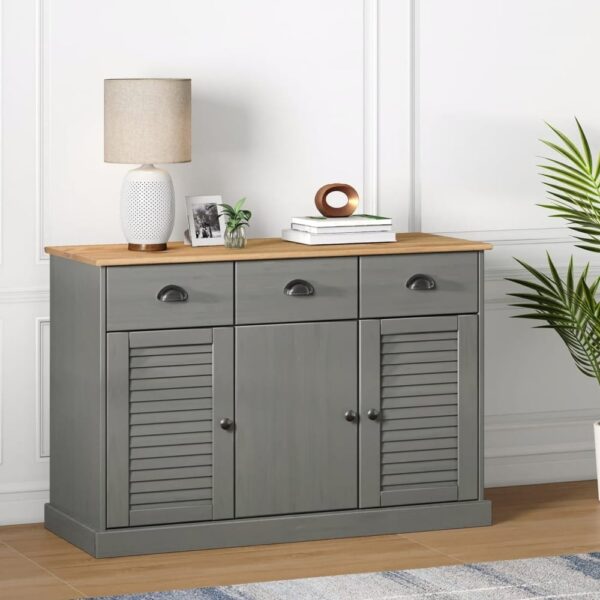 Vidor Wooden Sideboard With 3 Doors 3 Drawers In Grey Brown