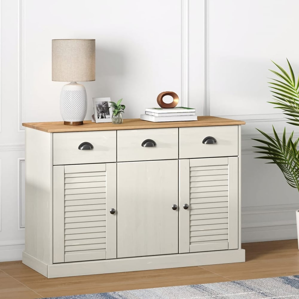 Vidor Wooden Sideboard With 3 Doors 3 Drawers In White Brown