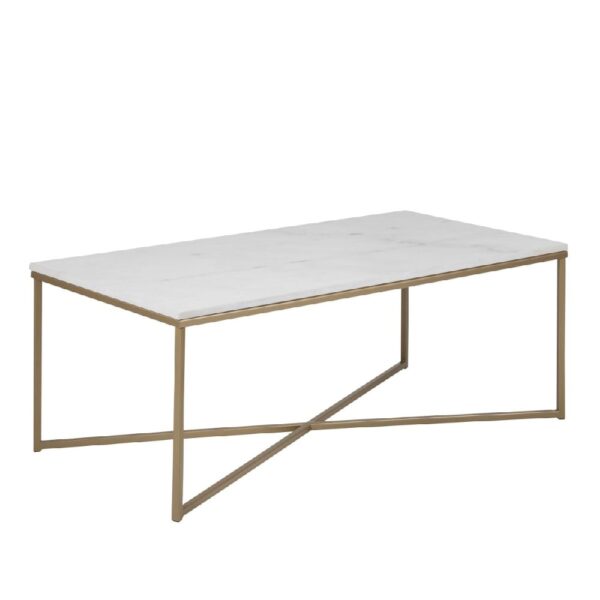 Allen Marble Coffee Table With Metal Frame In White