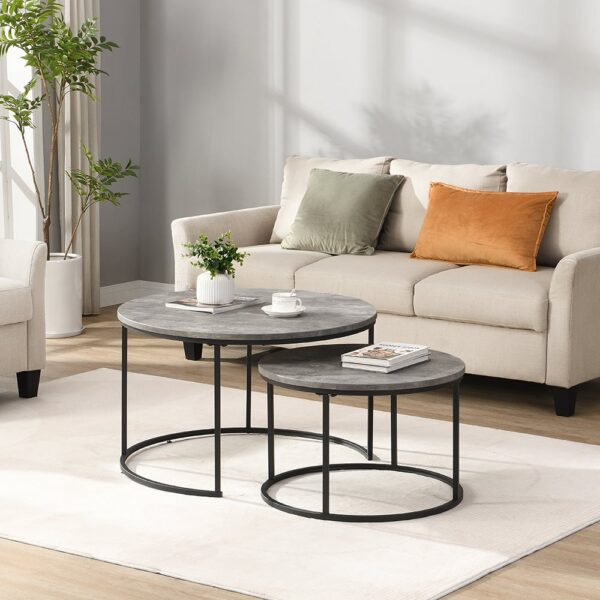 Bellini Wooden Nesting Coffee Table In Concrete Effect