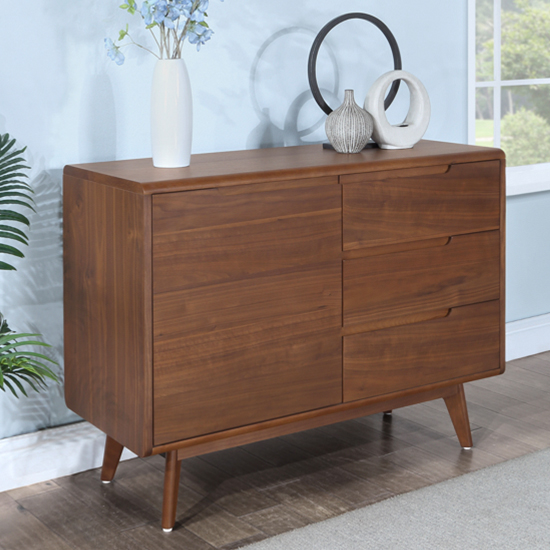 Cairo Wooden Sideboard With 1 Door 3 Drawers In Walnut