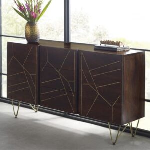 Chort Wooden Sideboard In Dark Walnut With 2 Doors 3 Drawers