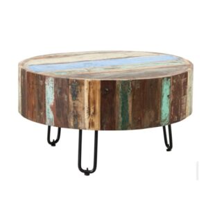 Coburg Wooden Drum Coffee Table In Vintage Oak