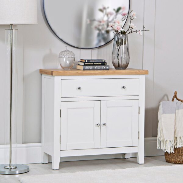 Elkin Wooden Sideboard With 2 Doors 1 Drawer In Oak And White