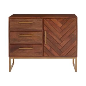 Gijon Mango Wood Sideboard With 1 Door 3 Drawers In Brown