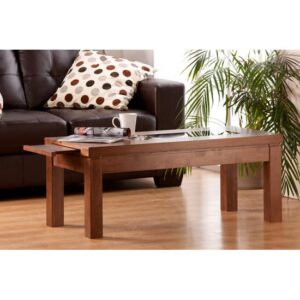 Nevada Coffee Table In Walnut With Black Glass Inserts