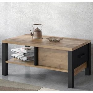 Oaxaca Wooden Coffee Table With 1 Drawer In Appenzeller Oak