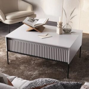 Trier Wooden Coffee Table With 1 Drawer In Matt White