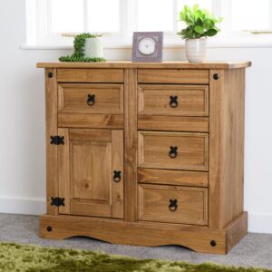 Central Wooden Sideboard With 1 Door 4 Drawers In Oak