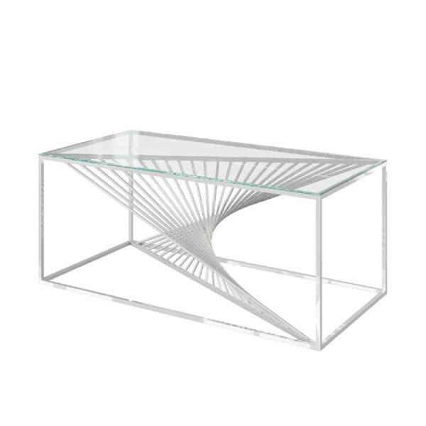 Accrington Clear Glass Coffee Table With Steel Frame