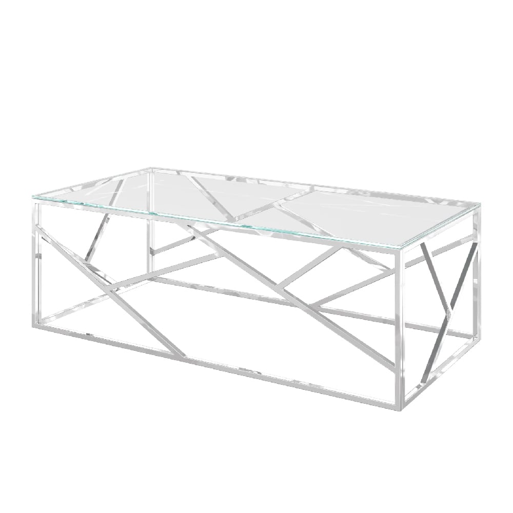 Keele Clear Glass Rectangular Coffee Table In Chrome Frame