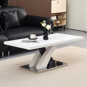 Axara Coffee Table Rectangular In White And Black High Gloss