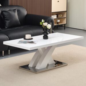 Axara Rectangular High Gloss Coffee Table In White