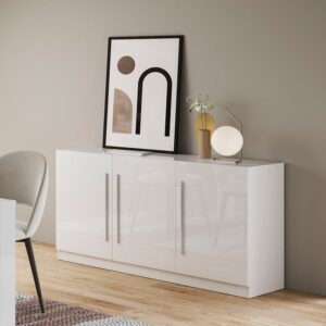 Breta High Gloss Sideboard With 3 Doors In White