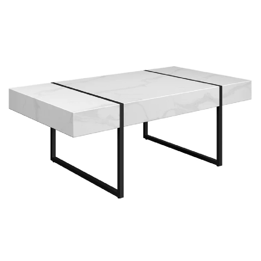 Magna Wooden Coffee Table In White Marble Effect