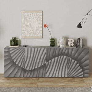 Sassari Wooden Sideboard With 4 Doors In Concrete Effect