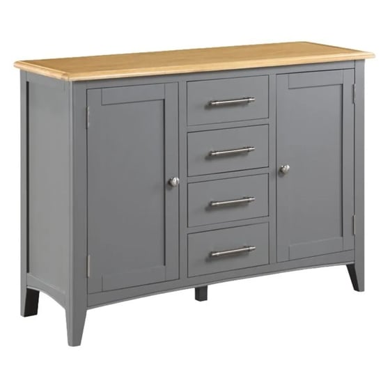 Roswell Wooden Sideboard 2 Doors 4 Drawers In Mid Oak And Grey