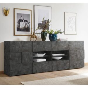 Aleta Wooden 2 Doors Sideboard In Oxide With 4 Drawers