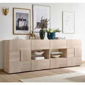 Aleta Wooden Sideboard In Sonoma Oak With 2 Doors 4 Drawers