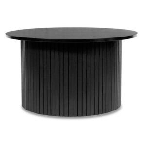 Avenel Fluted Wooden Coffee Table Round In Black