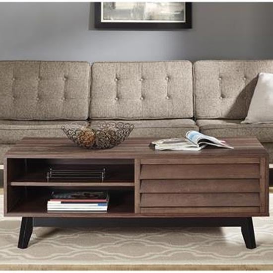 Vega Wooden Coffee Table With 1 Sliding Door In Walnut