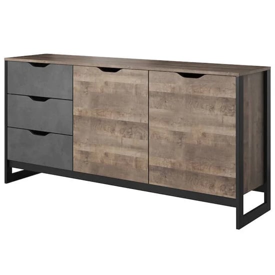 Adkins Wooden Sideboard With 2 Doors 3 Drawers In Grande Oak