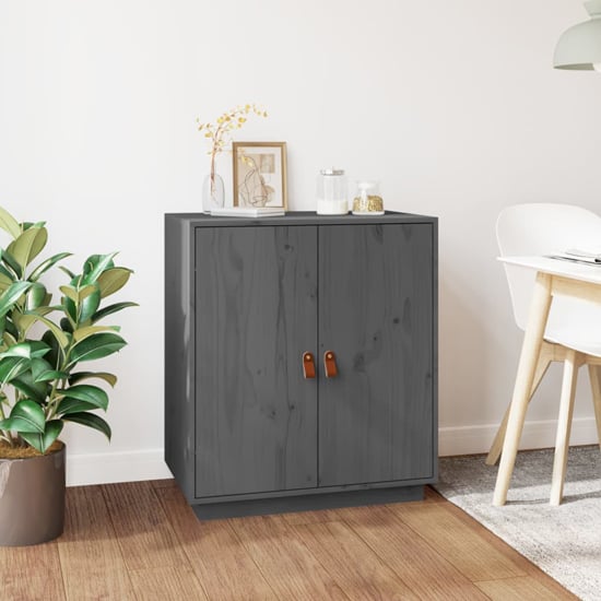 Alawi Pine Wood Sideboard With 2 Doors In Grey