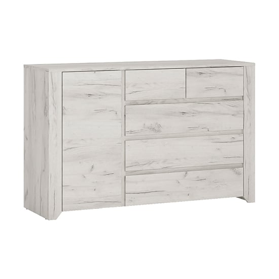 Alink Wooden Sideboard With 1 Door 5 Drawers In White