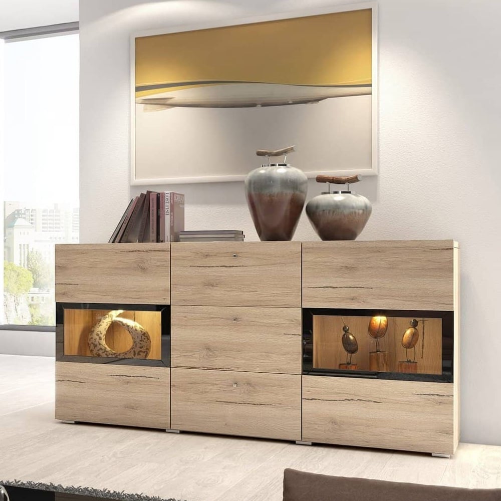 Beatrice Wooden Sideboard With 2 Doors 3 Drawers In Oak San Remo