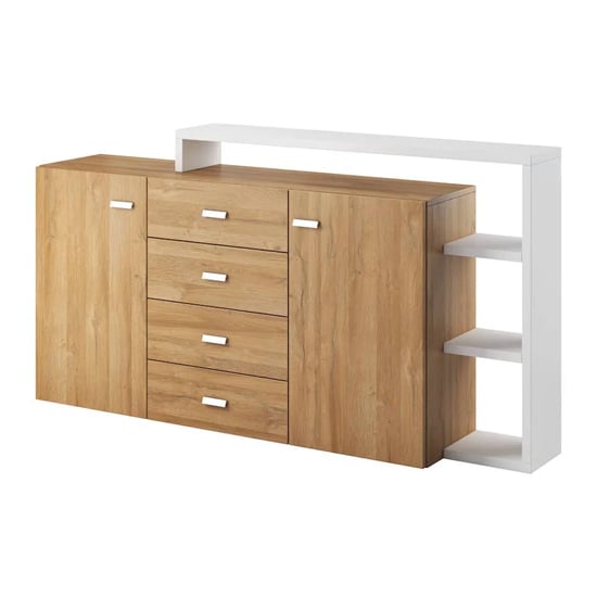 Belek Wooden Sideboard With 2 Doors 4 Drawers In Grandson Oak