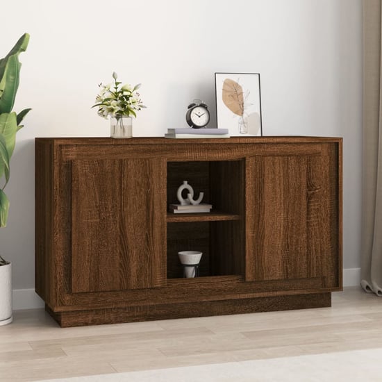 Callie Wooden Sideboard With 2 Doors In Brown Oak